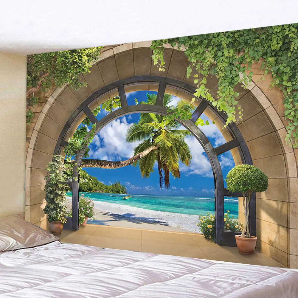 3D Printing House - Seaside Coconut Tree Landscape Tapestry Nature