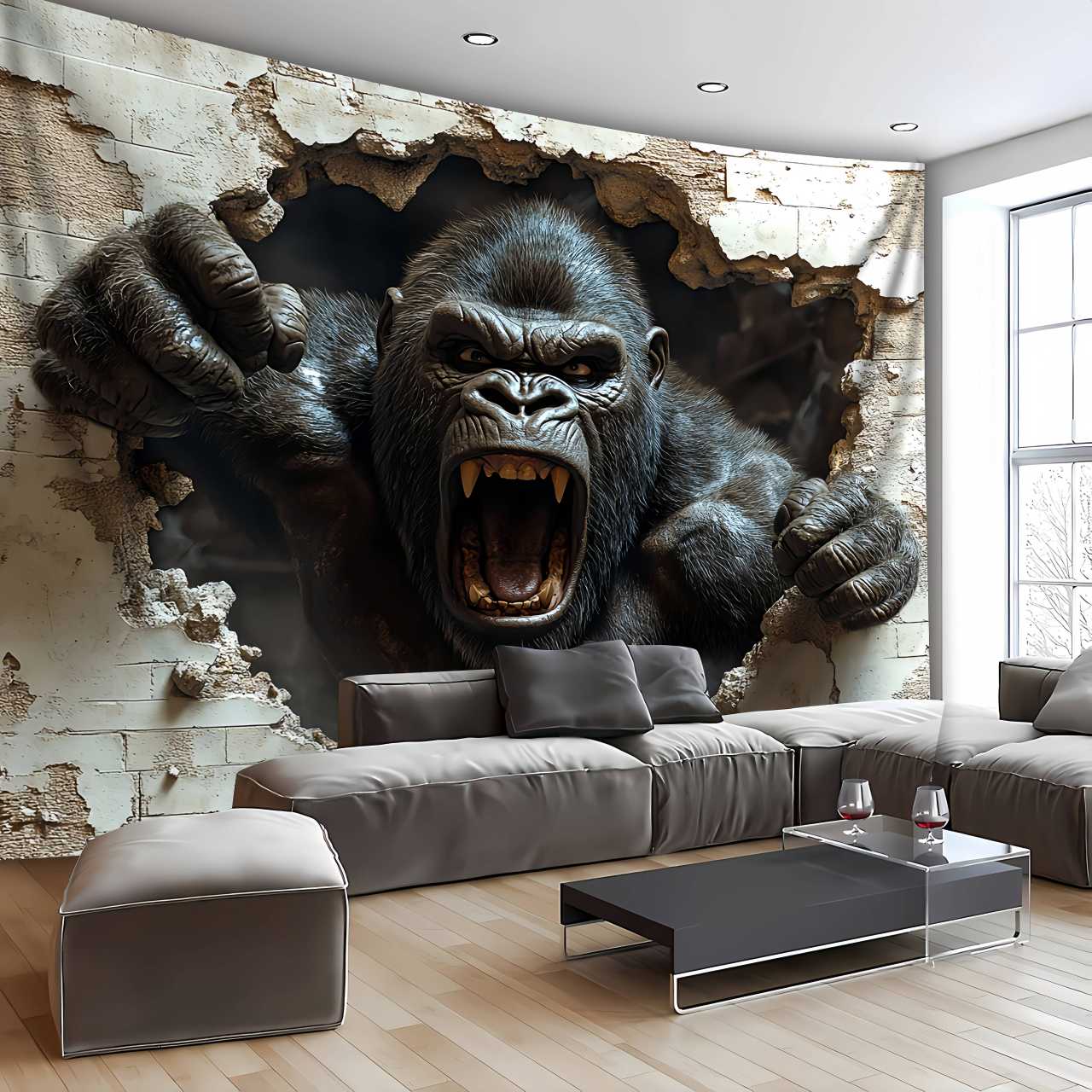 3D Printing House - 1pc 3D Dynamic Gorilla Wall Burst
