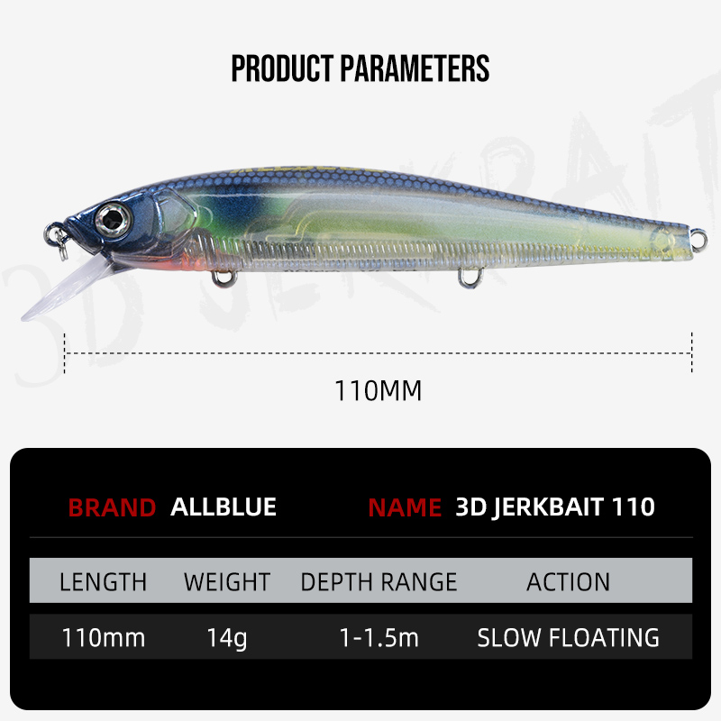 ALLBLUE 3D Jerkbait Wobbler Fi - đánh giá và giá 3D Printing Lure