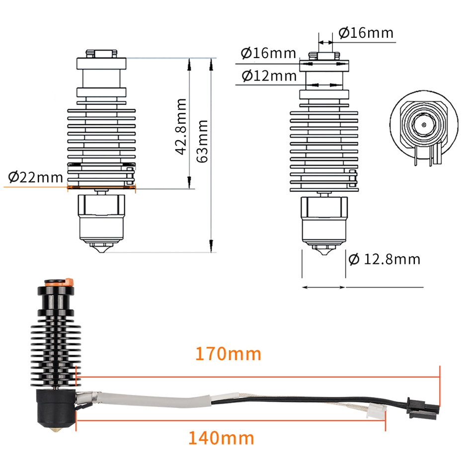 24V E3D V6 Hotend For DDE DDB  - đánh giá và giá 3D Printing Ender